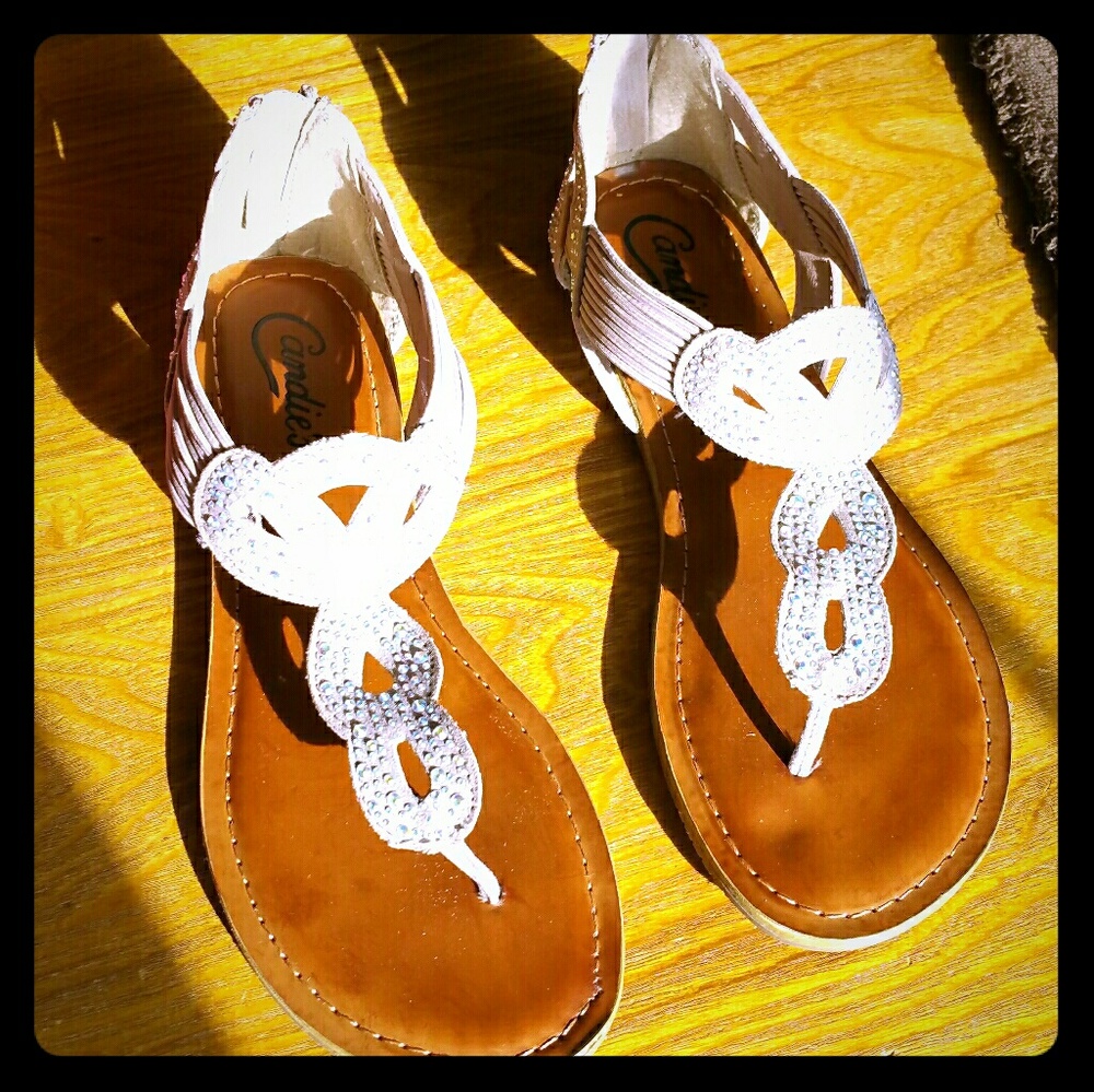 Blush candies cage rhinestone sandals 7.5